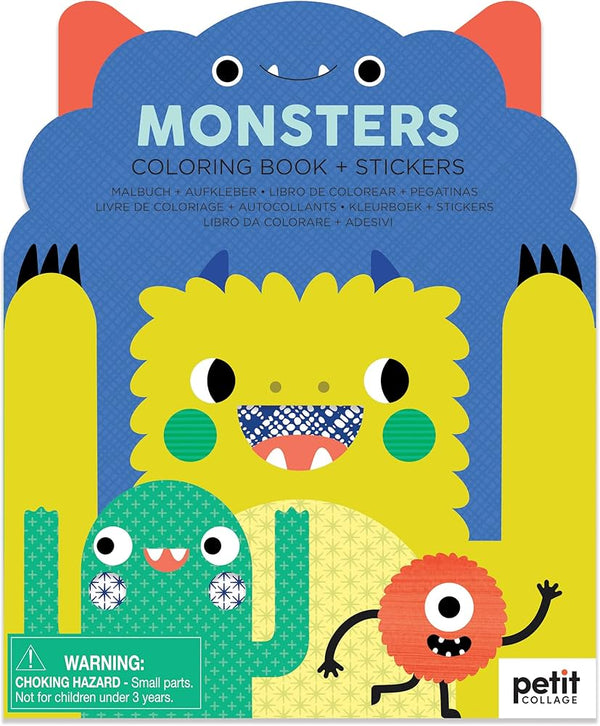Petit Collage Colouring Book with Stickers | Monsters