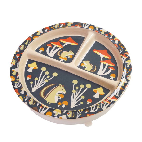 Sugarbooger Spill-Proof Divided Suction Plate | Mostly Mushrooms