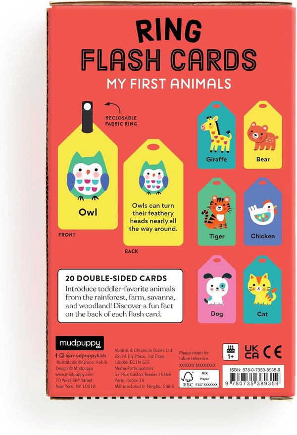 Mudpuppy Ring Flash Cards | My First Animals