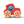 Red toy car with a blue textured ball inside on a white background
