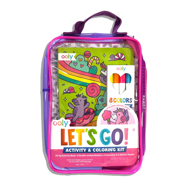 Ooly | Let's Go! Activity and Colouring Kit | Unicorn Candy Town