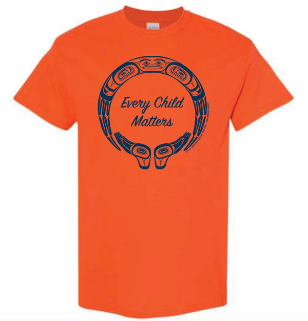 Native Northwest Every Child Matters Orange T-Shirt | Image by Ts'msyen (Tsimshian) artist Morgan Asoyuf