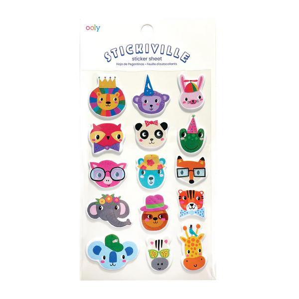 Ooly | Stickiville Puffy Sticker Sheet | Party Animals