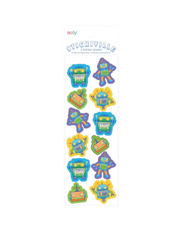 Ooly | Stickiville Skinny Sticker Sheets (2 sheets/pack) | Robots