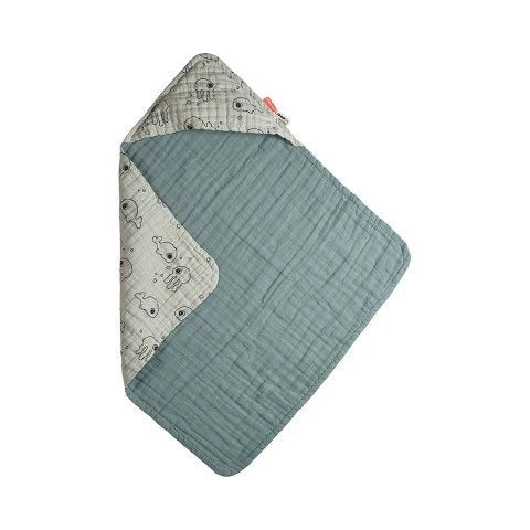 Done by Deer | Hooded Bath Towel | Sea Friends Green