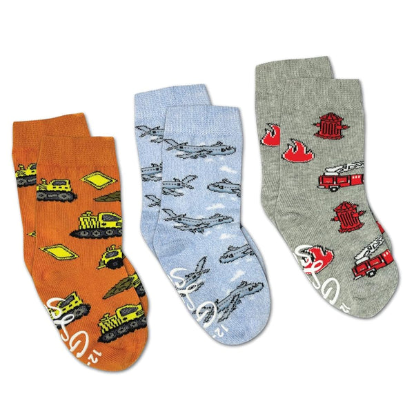 Good Luck Socks 3-Pack | Aeroplanes, Construction, Firefighters
