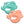 Two mermaid-shaped silicone teether toys, one turquoise and one peach, on a white background.
