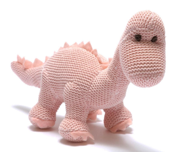 Best Years Sweet Baby Knitted Organic Cotton Diplodocus Dinosaur Baby Rattle