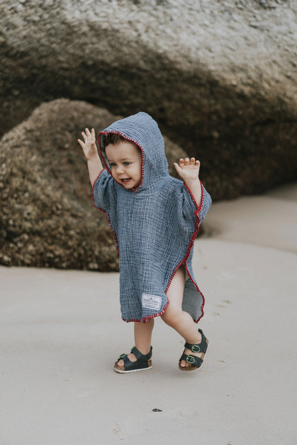 Tofino Towel Company THE PEBBLE | Kid's Muslin Poncho | Indigo