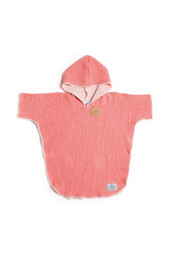 Tofino Towel Company THE PEBBLE | Kid's Muslin Poncho | Coral