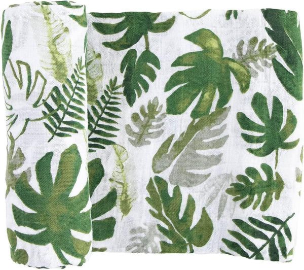 Little Unicorn Cotton Muslin Swaddle | Tropical Leaf