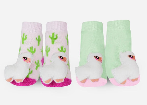 Waddle Baby Socks | Llama Rattle Socks