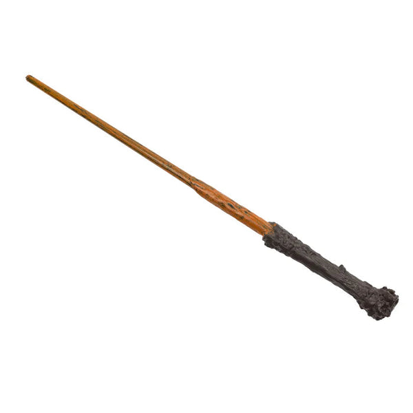 Wooden wand with a dark brown handle on a white background