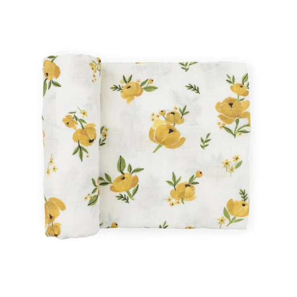 Little Unicorn Organic Swaddle Single | Yellow Roses
