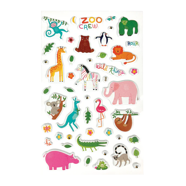 Ooly | Stickiville Puffy Sticker Sheet | Zoo Crew