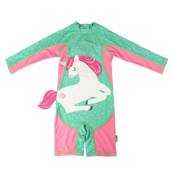 Zoocchini | Baby + Toddler UPF50+ Rashguard Swimsuit | Unity Unicorn | Size 4