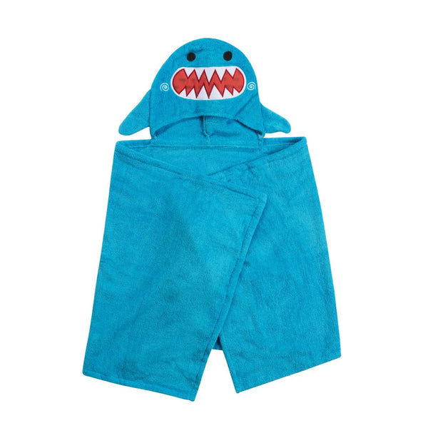 Zoocchini | Kids Plush Terry Hooded Bath Towel | Sherman the Shark 2-6 years