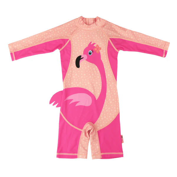 Zoocchini | Baby + Toddler UPF50+ Rashguard Swimsuit | Franny Flamingo