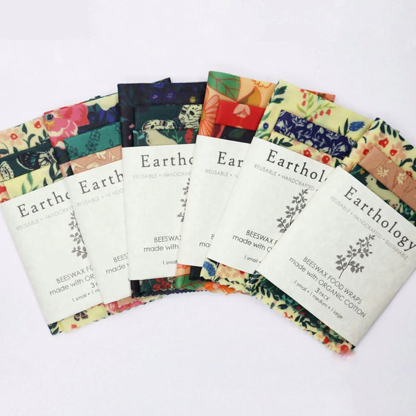 Earthology Organic Cotton Beeswax Food Wraps - 3 pack