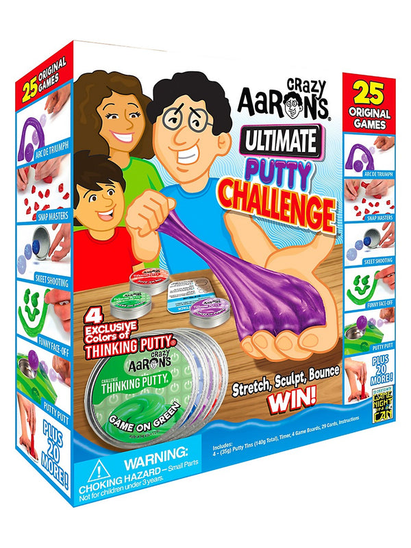 Crazy Aaron's Ultimate Putty Challenge Board Game - 25 Ways to Play and Four Exclusive 3" Thinking Putty Tins