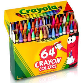 Crayola Crayons with Built-In Sharpener - Assorted Colours - 64 Pack