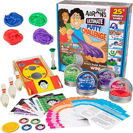Crazy Aaron's Ultimate Putty Challenge Board Game - 25 Ways to Play and Four Exclusive 3" Thinking Putty Tins