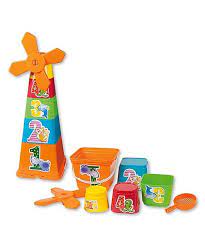 Androni Stackable Sand Toys and Windmill with Bucket and Sieve