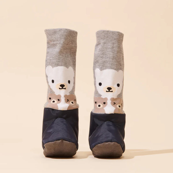 MimiTENS Booties | Brown Bear with Blue Foot