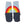 Pair of mittens with a rainbow design on a light blue background