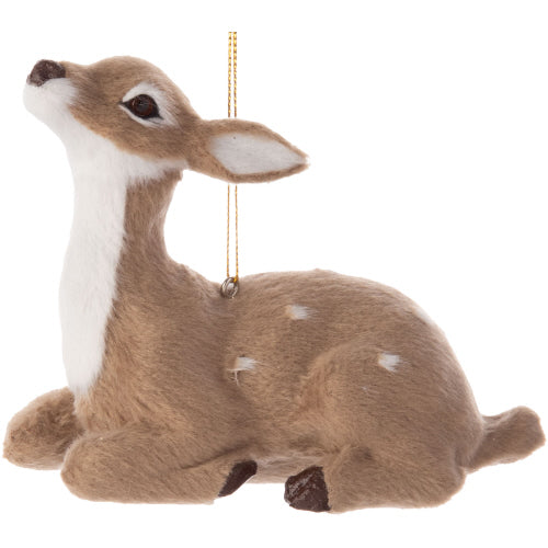 Silver Tree Christmas Tree Ornament: Fabric-covered Spotted Fawn